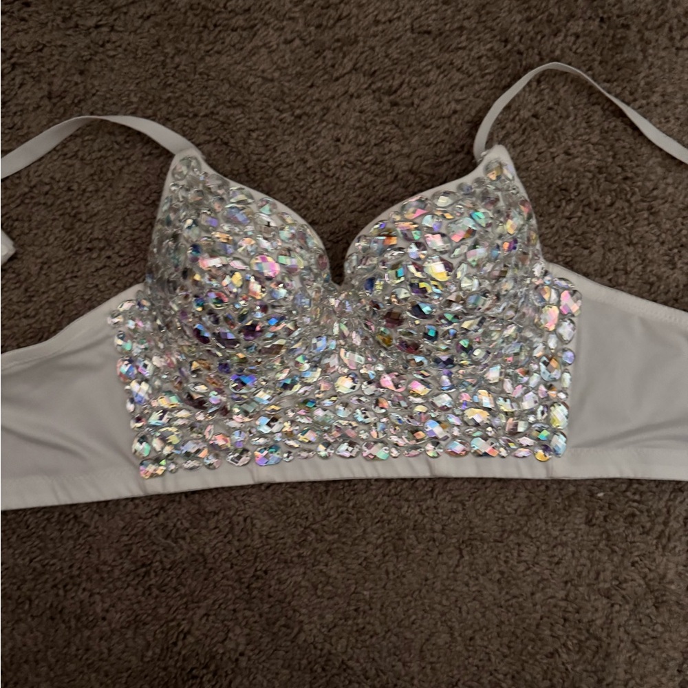Sparkling Rhinestone Bustier Top